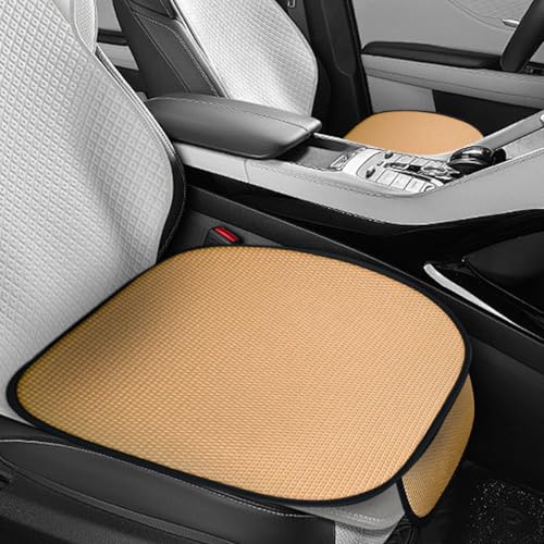 2PCS Car Seat Bottom Cover Pad, Ice Silk Comfort Non-Slip Front Seat Protector Mat with Storage Pocket, Breathable Car Seat Cushion Pad, Universal Fit for Car SUV Truck Van (Beige) - color: Beige