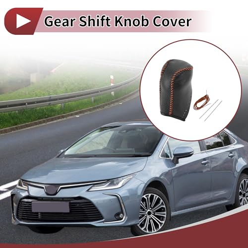 Anti-Slip Gear Shift Knob Cover Car Stick Shifting Handle Protector for Toyota Corolla Brown Faux Leather