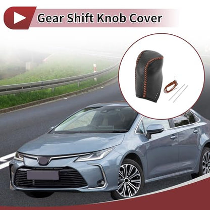 Anti-Slip Gear Shift Knob Cover Car Stick Shifting Handle Protector for Toyota Corolla Brown Faux Leather