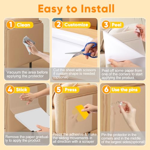 Cat Scratch Furniture Protector - 118.11"*15.75" Couch Protector from Claws - Deterrent for Furniture - Anti-Scratch Sofa Clear Protectors for Pet - Single Side Cat Tape for Door Wall
