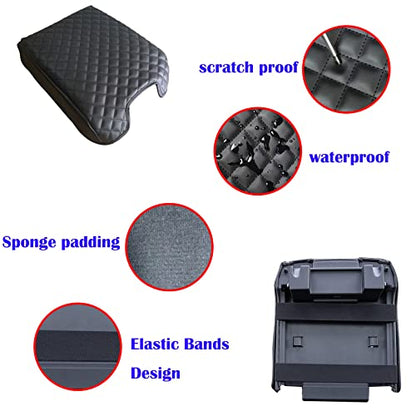 Zxiaochun Center Console Cover for Ford F150 2015-2020, F250 F350 F450 2017-2022 and Expedition 2018-2024 Leather Arm Rest Box Lid Middle Console Cover Armrest Box Protective Cover(Bucket Seat Only) - color: Bucket Seat Console