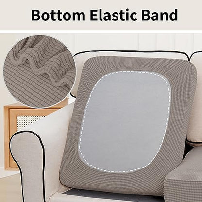 Easy-Going Stretch Individual Loveseat Couch Cushion Cover Sofa Cushion Furniture Protector Sofa slipcover Soft Flexibility with Elastic Bottom (2-Piece Loveseat Cushion Cover, Taupe) - color: Taupe, size: 2-piece