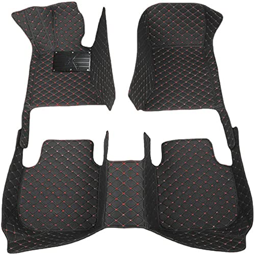 Floor Mats for Cars, All-Weather Mats, Waterproof Trim-to Fit Automotive Floor Mats for 99.9% Cars Sedan Trucks SUV, Custom Floor Liner Car Accessories (Black Red) - color: Black Red