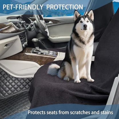 Towel Car Seat Covers - Super Absorbent Front Seat Protectors for Gym, Pets & Travel | Quick-Dry Towel Fabric | Universal Non-Slip Fit for Sedan, SUV, Truck (1 Pack Black)