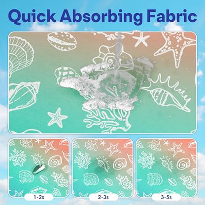 2 Pack Car Seat Towel Covers, Sweat Protector for Front Seats, Premium Thickened Microfiber with Elastic Strap, Breathable & Quick Dry, Machine Washable Cover for Gym Running Universal Fit Seashell - color: Seashell Starfish
