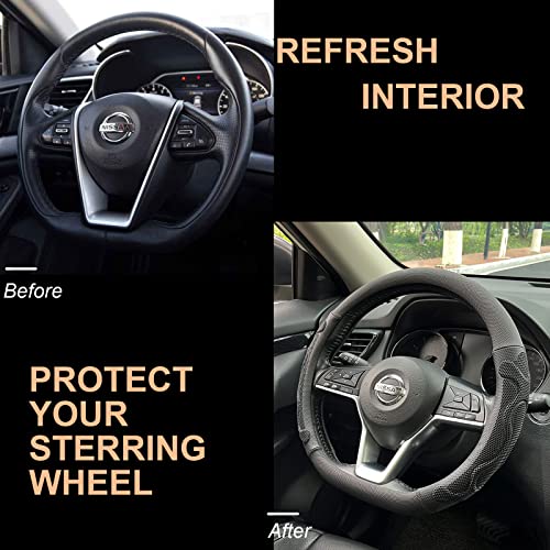 D Shaped Comfy Grip Steering Wheel Cover, Anti-Slip Design, Flat Bottom 14.5-15 Inch(Silicone Black)