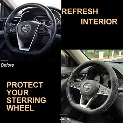 PINCTROT D Shaped Comfy Grip Steering Wheel Cover, Anti-Slip Design, Flat Bottom 14.5-15 Inch(Silicone Black) - color: 1.Black, size: D Shaped/Flat Bottom[14 1/2''-15'']