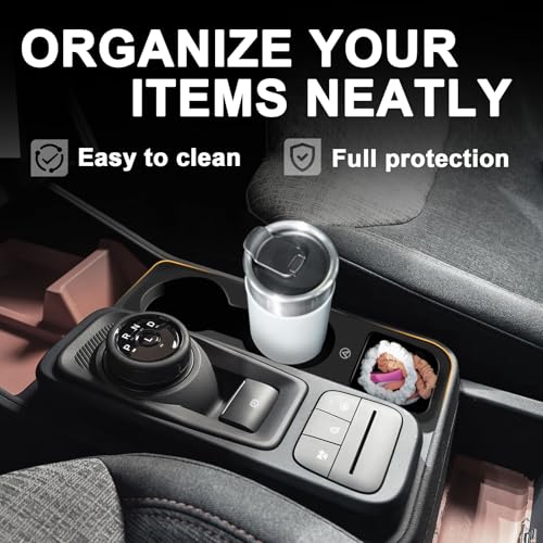 Muslogy Center Console Cup Holder Inserts Compatible with 2022-2026 Ford Maverick Accessories Middle Console Drink Holder Silicone Black Organizer Non-Slip Drink Stopper - size: 2022-2025 Ford Maverick