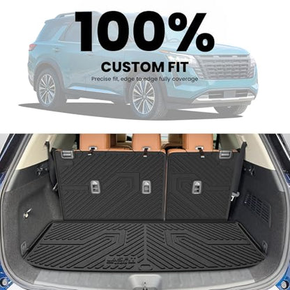 LASFIT Floor Mats & Cargo Mat for Nissan Pathfinder 7/8 Seats 2026 2025 2024 2023 2022, All Weather TPE Custom Fit Floor Liners for Pathfinder SV/SL/Platinum Car Mats & Trunk Mats Accessories, Black - size: 1)For Nissan Pathfinder | 2022-2026