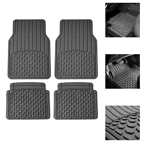 FH Group 4 Piece Liners Trimmable Climaproof™ Vinyl Car Floor Mats- Full Set with Premium Trimmable Vinyl Cargo Liner- Universal Fit for Cars Trucks and SUVs (Gray) - color: Gray