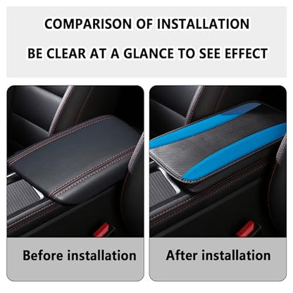 IHOTDER Stylish Car Center Console Cover,PU Leather Car Armrest Cover Prevent Scratches on Center Console,Universal Car Armrest Cushion Car Accessories Interior for Car SUV Truck (Blue) - color: Blue