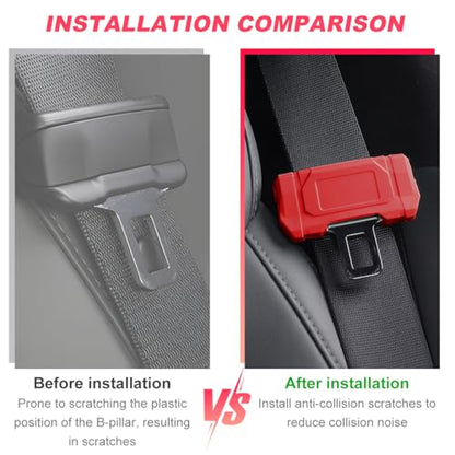 DXNQ 2PCS Car Seat Belt Buckle Covers, Anti-Scratch Silicone Auto Seat Belt Clips Protective Sleeve, Universal Seatbelt Buckle Cover Protector for Van Truck SUV, Car Accessories (Red)