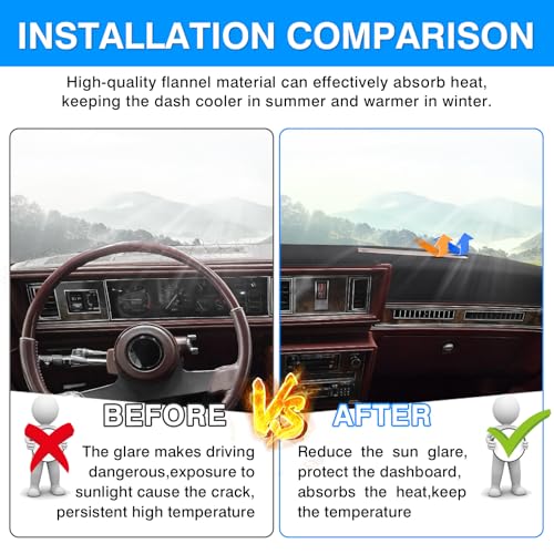 Autorder Dashboard Cover Mat for Olds Oldsmobile Cutlass Calais Accessories Dash Cover Upgrade Flannel Dash Mat Sunshade Glare UV Rays Protector - size: For Olds Oldsmobile Cutlass Calais