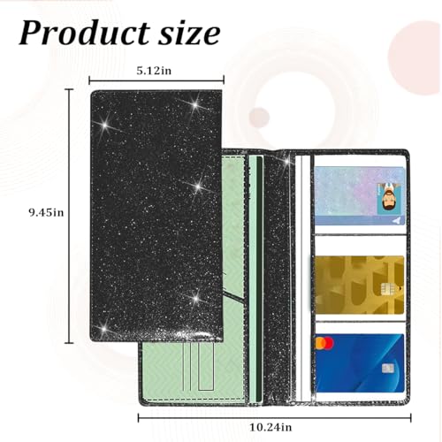 Car Registration and Insurance Holder, PU Leather Automotive Glove Box Document Compartment Organizer with Magnetic Shut, Cards Driver License Holder, Universal Vehicle Accessories (Black) - color: Black