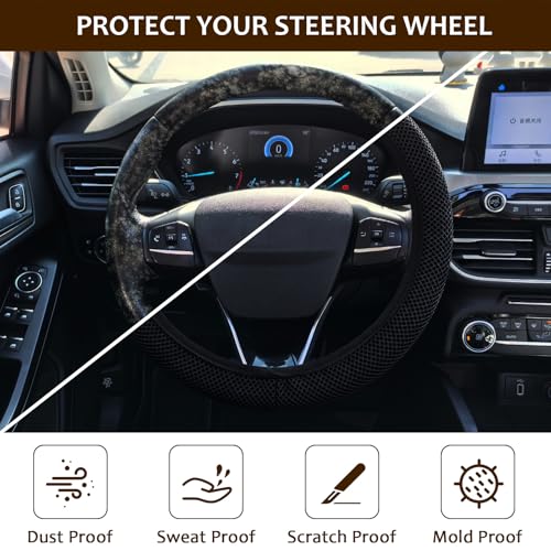 Accmor Car Steering Wheel Cover, Elastic Stretch Auto Wheel Cover, Vehicle Wheel Protector Car Accessories for Men Women, Universal Fit 14 1/2 inch to 15 inch, Microfiber Breathable Ice Silk