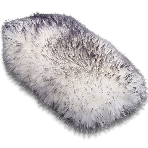 Andalus Brands Pure Australian Sheepskin Fluffy Car Center Console Cover, Luxurious Non-Shedding Furry Arm Rest Cover for Car, Versatile for All Seasons, White & Black Tip - (11.47" X 6.3") - color: White & Black Tip
