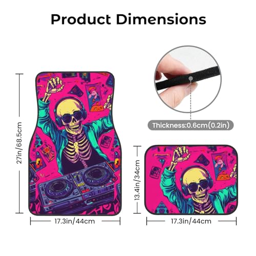 car Foot mat Skeleton DJ Non-Slip Carpet Mats for Cars & Trucks,Decorative Front & Rear Vehicle Foot Rugs,4-Piece Car Floor Mat Set,Universal fit Floor mats