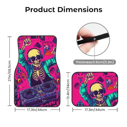 car Foot mat Skeleton DJ Non-Slip Carpet Mats for Cars & Trucks,Decorative Front & Rear Vehicle Foot Rugs,4-Piece Car Floor Mat Set,Universal fit Floor mats