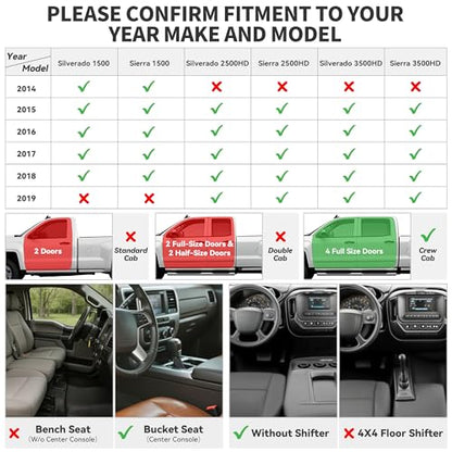 YITAMOTOR Floor Mats Compatible with 2014-2018 Chevy Silverado/GMC Sierra 1500 Crew Cab, 2015-2019 Silverado/Sierra 2500 HD/3500 HD Crew Cab, All-Weather 1st & 2nd Row, Black - style: 2014-2018 & 2015-2019 Crew Cab Bucket Seat NEW