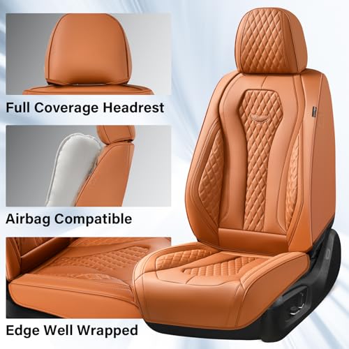 Coverado Car Seat Covers Full Set, Brown Seat Covers, Automotive Car Seat Cover, Car Seat Covers Front Seats Back Seat Covers, Car Seat Protector Universal Fit Most Cars - color: Brown, size: FullSet