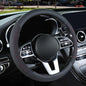3D Premium Skin-Feel Leather Large Steering Wheel Cover, Anti-Slip Breathable Soft Slim Design, 15.5 inch to 16 inch, Black with Red - color: Black with Red, size: Round-Large[15.5''-16'']