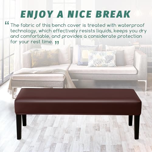 FUANGUI PU Waterproof Bench Cover, Stretch Dining Bench Cover for bedrooms, Living Rooms, Kitchens, Protector Chair Bench Piano Bench Seat Covers Stool Slipcover Removable, Washable - Coffee - color: Pu Coffee
