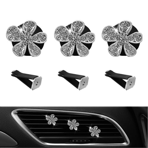 5 Pcs Car Vent Clip,Bling Flower Car Air Fresheners Vent Clips Cute Car Vent Decorations,Car Diffuser Rhinestone Car Interior Decoration Charm Car Vent Accessories