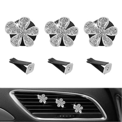 5 Pcs Car Vent Clip,Bling Flower Car Air Fresheners Vent Clips Cute Car Vent Decorations,Car Diffuser Rhinestone Car Interior Decoration Charm Car Vent Accessories