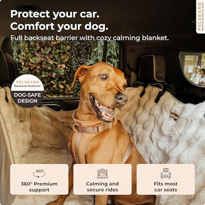 Luxurious Full Backseat Protector for Dogs with Calming Blanket - Waterproof Pet Hammock Machine Washable (Brown) - color: Brown