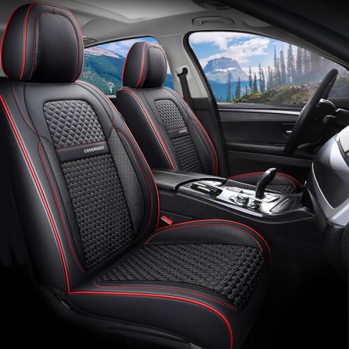 Coverado Seat Covers, Car Seat Covers 5 Seats, Luxury Leather Seat Protectors, All-Weather Protection, Blue Auto Seat Covers Full Set Universal Fit for Most Vehicles SUV Truck Sedan - color: Bule&Black, size: FullSet