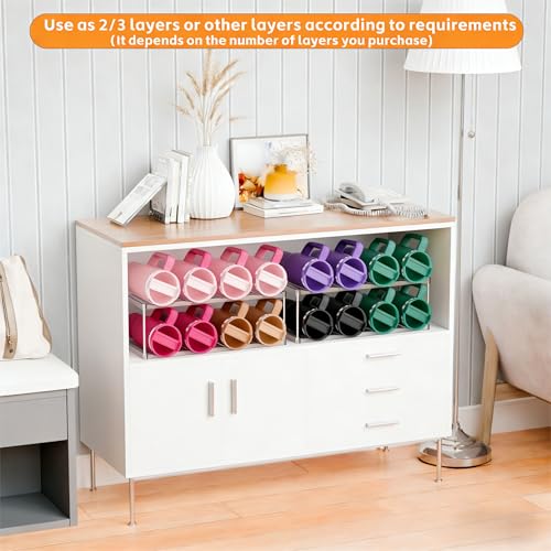 Stackable Water Bottle Organizer for Cabinet,4 Tier Water Bottle Holder for Stanley Yeti 40 oz Bottle Shelf,Clear Tumbler Storage Organizer,Wine Rack,Cup Organizer for Kitchen Cabinets Counter Pantry - size: 4 Tier-Hold 16 Bottles