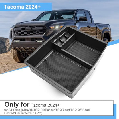 2024 2025 2026 Tacoma Accessories Center Console Organizer for Toyota Tacoma (SR5/TRD Off-Road/TRD Sport/TRD Pro/Limited/Trailhunter) Durable ABS Plastic 2025 Tacoma Console Tray Insert (Black)