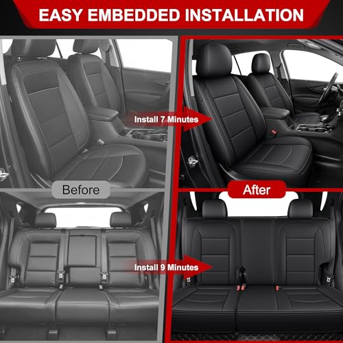 TTX LIGHTING Car Seat Covers for Chevrolet Chevy Equinox 2018-2024 Seat Covers Waterproof 5 Seats Fulll Set Breathable Faux Leather Custom Fit Car Protector Cushion Accessories - size: 17.Equinox 2018-2024 5 Seat Full Set
