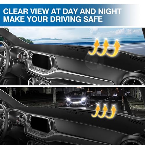 KUST Black Dash Cover for Chevy Chevrolet Blazer 2019-2024 2025 2026 (Not fits for Blazer EV) Polyester Non-Slip Dashboard Cover Interior Accessories for Blazer Custom Fit Dash Mat Sunshade Glare - size: 55.91"×18.5"(Chevy Blazer 19-26)
