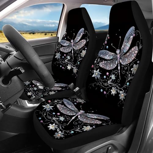 Art Dragonfly Car Seat Cover Full Set Cute Auto Front Seat Dragonfly Car Accessories Set Protective Breathable Split Bench Seat Cushion Pads Set of 4 Pack Protective,Universal Fit - color: Artistic Dragonfly