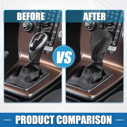 2.3'' Width Car Shift Knob Cover Sleeve Zipper Style Universal Interior Shift Gear Cover Trim Accessories Decorative Faux Leather Black