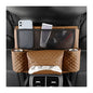 XINLIYA Car Handbag Holder Between Seats, PU Leather Multi-Pocket Large Capacity Purse Holder, Auto Net Bag Barrier of Backseat Pet Kids, Car Seat Organizers and Storage for Cargo Tissue Cup（Brown） - color: Brown