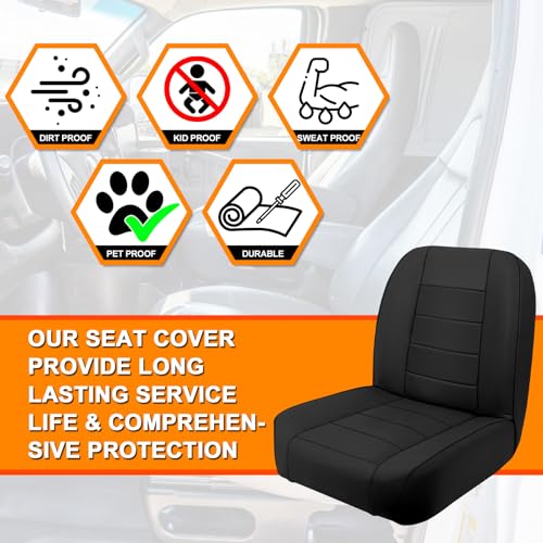 Driver & Passenger Seat Cover Compatible with 1965-1979 Jeep CJ5, 1976-1980 Jeep CJ7, Front Low-Back Bucket Seat - color: black