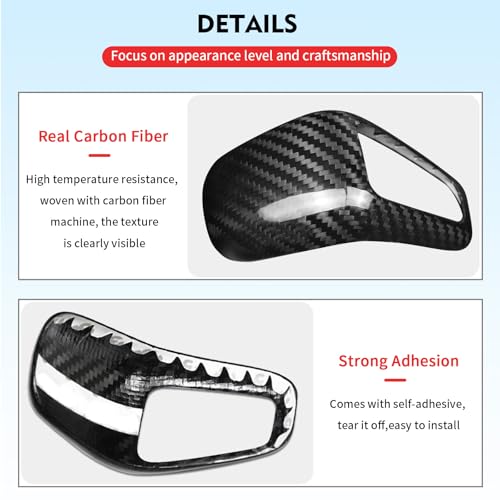 Compatible wth Carbon Fiber Gear Shift Knob Cover Automotive Shift Lever Decoration for Porsche Cayenne 2018-2023 (Black)