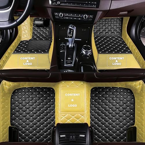 Custom Making Car Floor Mats for 97.5% Car Model Luxury Leather All Weather Waterproof Anti-Skid Full Coverage Liners (Black and Yellow) - color: Black and Yellow
