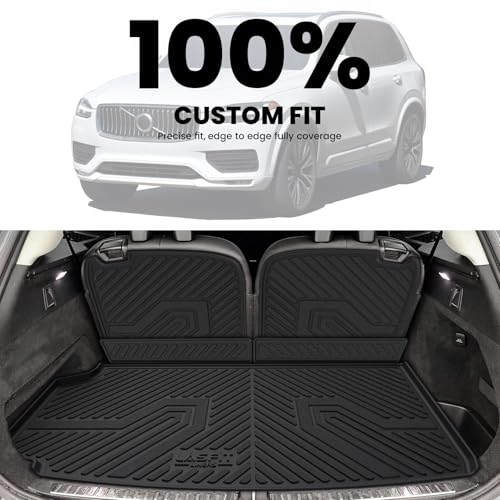 LASFIT Trunk Mat & Backrest Mat for Volvo XC90 2026-2016, All Weather TPE Custom Fit Cargo Liner for Volvo XC90 Cargo Mat, Black, Easy to Clean - size: 2016-2026|For Volvo XC90|Cargo Mats&Backrest Mats