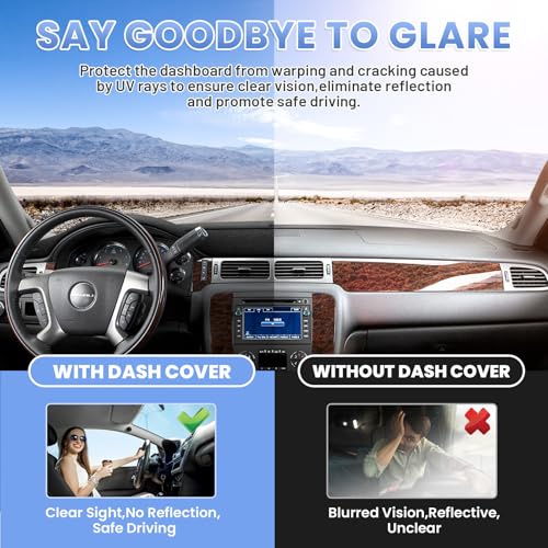 Sunsdrew Dash Cover for 2007-2014 Chevrolet Suburban/Tahoe&GMC Yukon,2007-2013 Chevy Avalanche Silverado 1500 LTZ&GMC Sierra SLT Denali Dash Cover Mat Accessories Nonslip Mesh Protector No Glare - size: 07-14 Tahoe Dash Cover