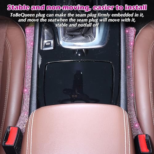 Briwill Pink Car Seat Gap Filler, Set of 2 Pink Bling Car Gap Filler Universal Fit for Car SUV Truck, Handmade Crystal Rhinestone Diamond Pink Bling Car Accessories for Women(Pink) - color: E-Pink