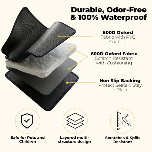 Pryze Dog Car Seat Cover for Back Seat with Mesh Window & Side Flaps | 100% Waterproof Dog Hammock for Cars Trucks & SUVs | 600D Heavy Duty Scratch Proof Nonslip | Easy Install & Machine Washable