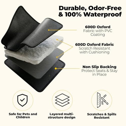 Pryze Dog Car Seat Cover for Back Seat with Mesh Window & Side Flaps | 100% Waterproof Dog Hammock for Cars Trucks & SUVs | 600D Heavy Duty Scratch Proof Nonslip | Easy Install & Machine Washable