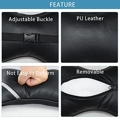Car Neck Pillows Diamond Seat Auto Headrest Cushion Head Rest Neck 2 Pack Headrest Fit for Most Cars Universal Car Pillow Support Relax Crystal Rhinestone Pu Leather Bling Interior(Black)