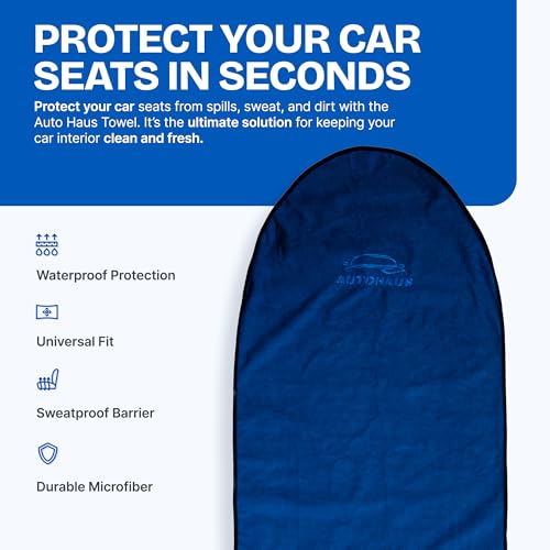Waterproof Car Seat Towel Cover, Towel that Goes Over Car Seat for Sweat Protection, Quick-Dry Microfiber, Non-Slip Backing, Machine Washable, Fits Cars SUVs Trucks - color: Blue