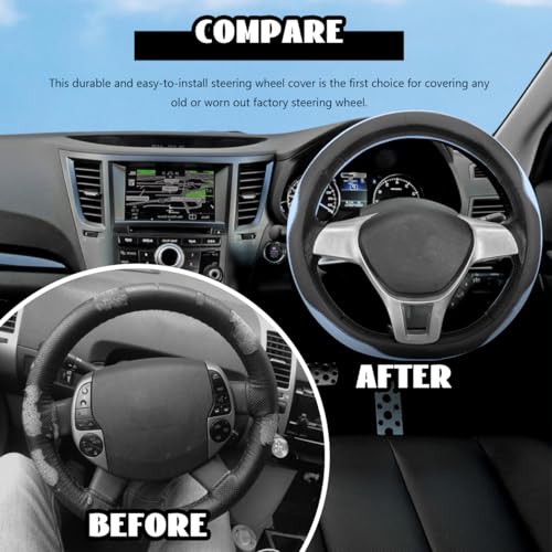 Microfiber Leather Steering Wheel Cover, Breathable Steering Wheel Protector with Anti-Slip Inner Ring, Universal 14.5"-15" Car Wheel Cover Auto Interior Decor for Men Women (Blue) - color: Blue