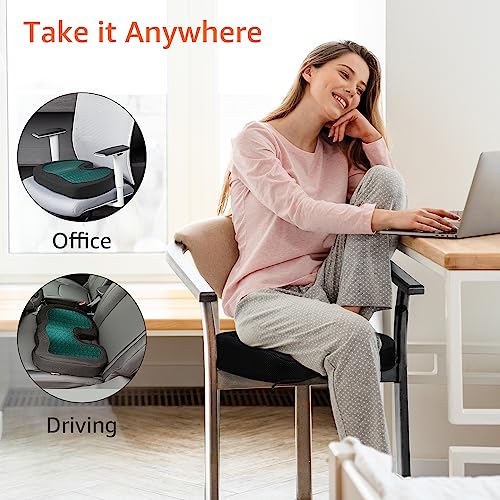 Amazon Basics Comfortable Seat Cushion for Office Chairs, Gel Enhanced Memory Foam, Non-Slip, Cooling Support for Long Sitting, Black