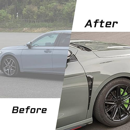 Black Car Fender Side Vents Decoration Sticker Trim ABS Material Spoiler Fender Decorative Stickers Air Flow Intake Hole Grille Auto Exterior Universal Accessories (Black) - size: Black